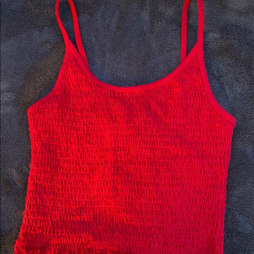 Hollister Red Ribbed Tank Top